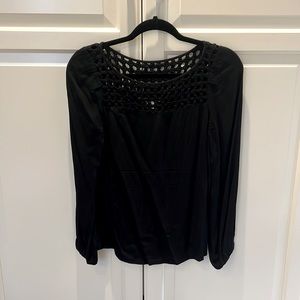 Black silk side 2 blouse with detailed collar DVF